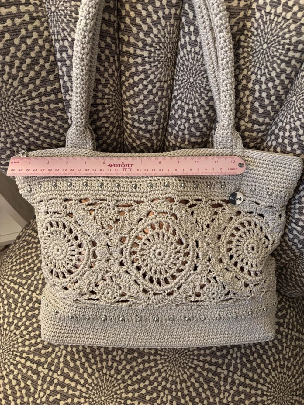 The Sak Crafted Classics Tote Crochet Natural Medallion Everyday Shoulder Bag - Picture 15 of 16